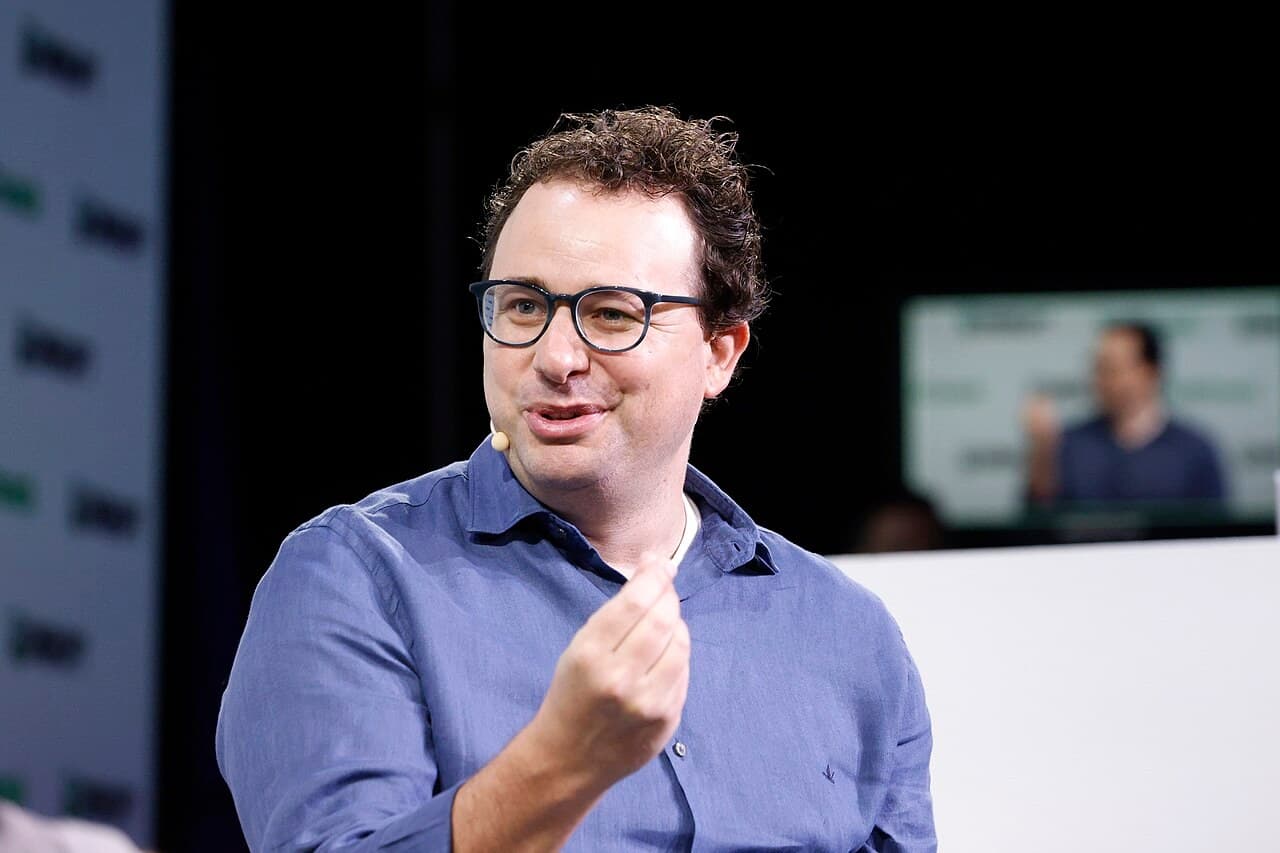 Dario Amodei speaking at TechCrunch Disrupt in 2023