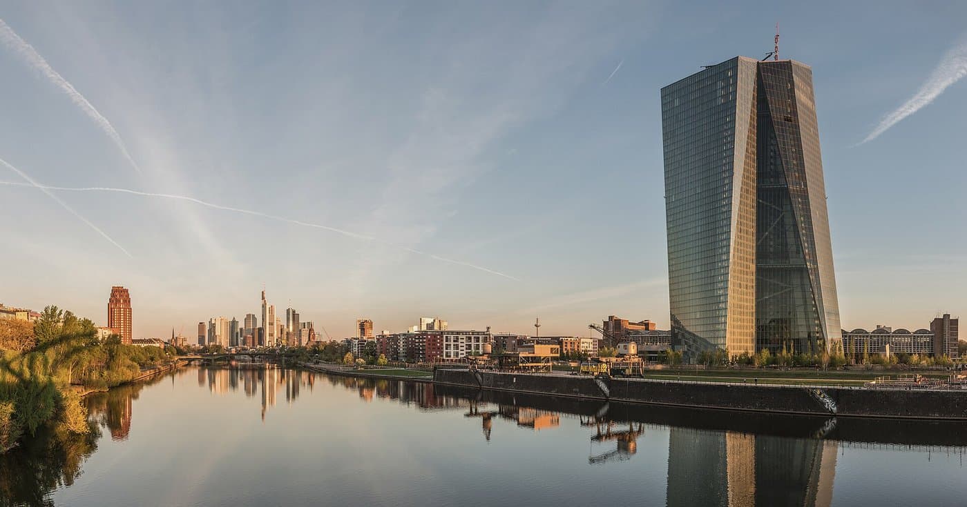 European Central Bank headquarters and Frankfurt skyline