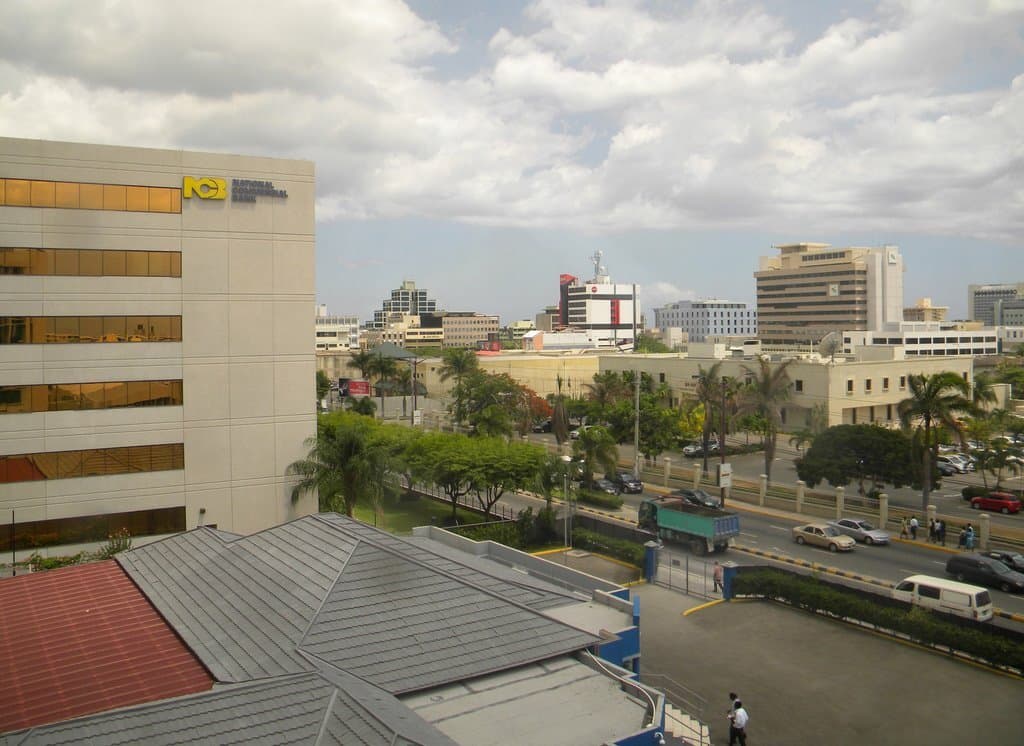 Buildings and hills in Kingston, Jamaica