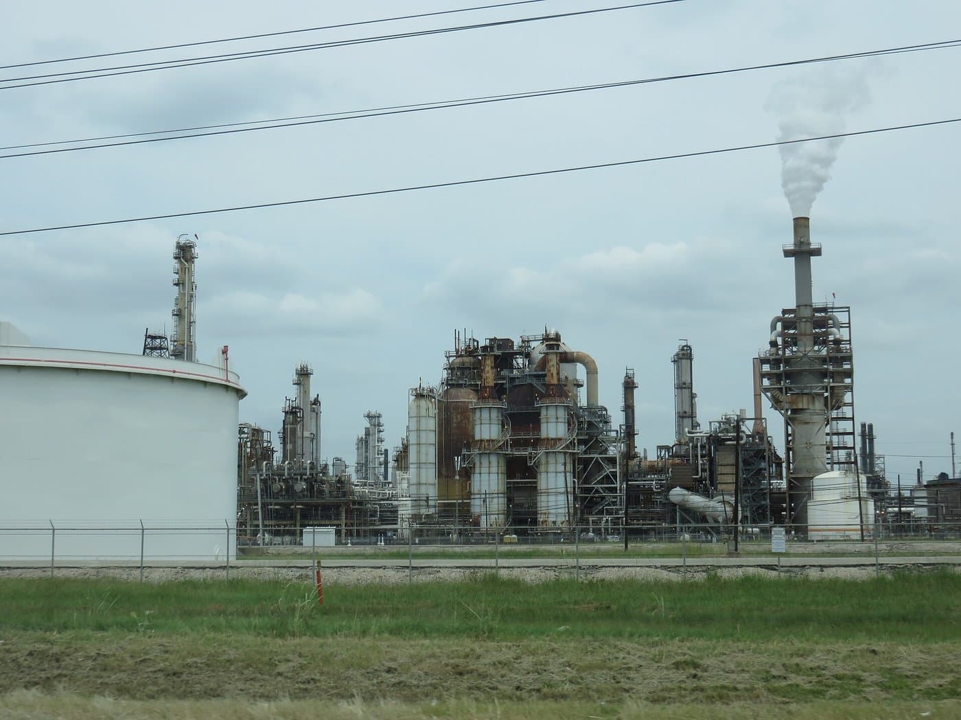 Tanks and pipes at an oil refinery in Houston