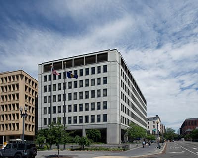 FDIC headquarters building and street in Washington, D.C.