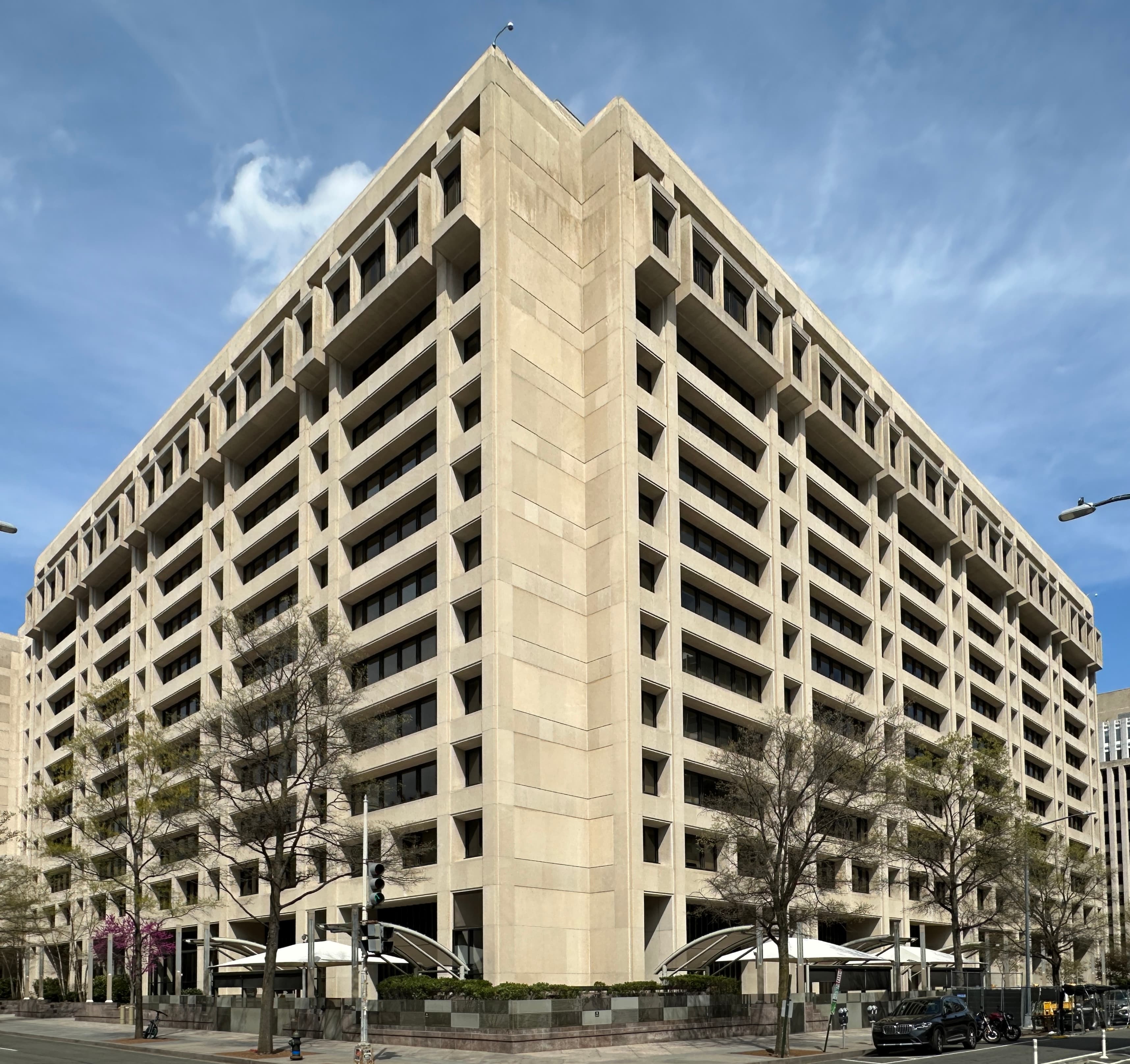 Exterior of International Monetary Fund headquarters in Washington, D.C.